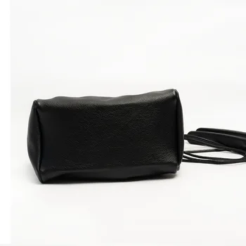 2020 novo pravega usnja preprosto vrvico za zavezovanje vreče korejski modna torba črna mehko usnje, usnjeni torbici messenger bag cross body bag ženska