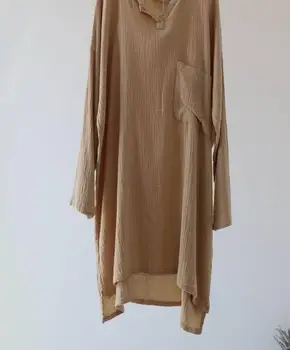 2020 Pomladni Vintage Stil Oblačenja Žensk Umetnosti Svoboden Bombaž Perilo Vestidos Barva Dolg Rokav Po Kratkem Pred Dolge Obleke