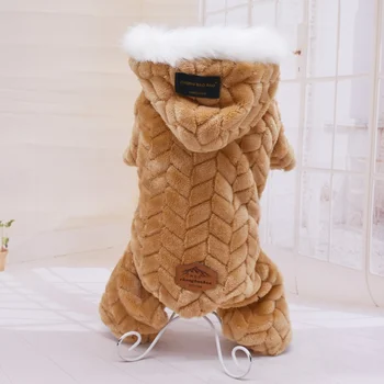 2020Pet Pes Zimske Jakne Warmwith Big Krzno Ovratnik In Štiri Noge Jumpsuit Za Zgostitev Yorkshire Teddy Psi Kostum Psiček Obleko