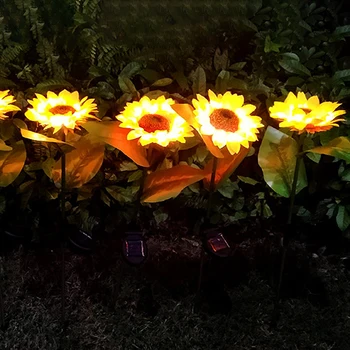 2pcs Umetno Sončnično LED Sončne Vrtne Svetilke Nepremočljiva Prostem Pot Luči Vrt Dekoracija Solarna LED Svetilka Sonca Roža