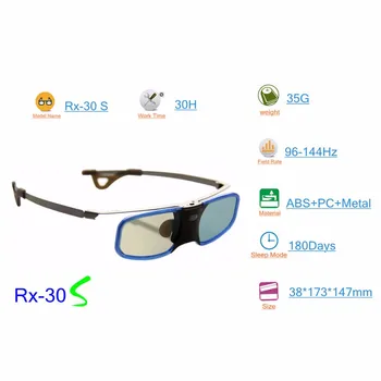 2pcs x 3D DLP Projektor TV Aluminija Aktivnega Zaklopa Očala Za Optoma LG BenQ Acer (RX-30) Brezplačna Dostava!