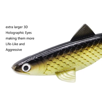 30 g/160 mm Mehke Plastike Ribolov Vab Črv 3D Oči, T-Rep Umetno silikonski Sea Fishing Lure Velika Ščuka Gume Vabe Postrvi