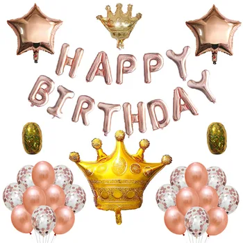 39pcs Happy Birthday, Napihljive Balone Krono iz Lateksa Ballon Rojstni Okraski Otroci Baby Tuš Dekle, fant Pismo Globos
