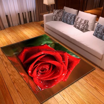 3D Rose Kavč, Preprogo Koridor Preprogo Mehko Anti-slip Spalnica Postelji, Balkon Mat Romantično Dnevna Soba Področju Preprogo za notranje Dekorativne