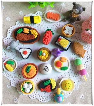 50pcs kawaii hrane radirka srčkan suši radirke puzzle igrača nagrade za otroke korejski pisalne potrebščine šolske potrebščine božično darilo za otroke