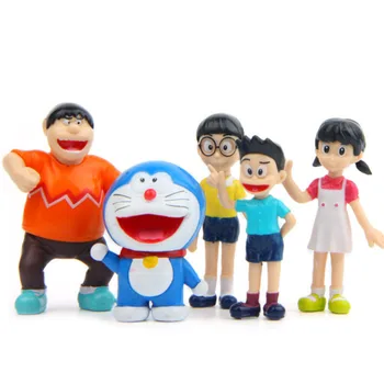 5pcs Kawaii Doraemon figuric Anime Deraemon Model Igrače Zbirateljske Model Igrače Božič, Novo Leto, Darila Za Otroke