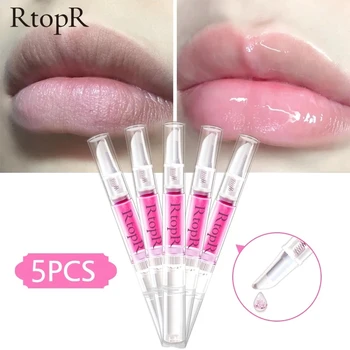 5pcs Sakura Ustnice Bistvu Anti-Suho Crack Piling Popravila Zmanjšanje Ustnice Fine Linije Bistvo Vlažilni Kozmetični sredstvo za Nego Ustnic 3ml