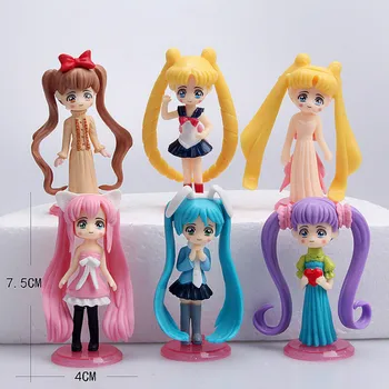 6pcs/set Hot Sailor Moon Akcijska Figura Model Igrača Usagi Tsukino Janpan Anime Perifernih Dekle Namizni Dekor Zbirka Lutka Darilo