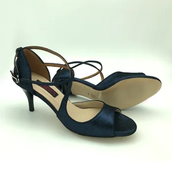 7.5 cm pete Flamenco Plesne Čevlje Argentina Tango Čevlji pratice čevlji MST6291DBSL Usnje Težko Edini 9 cm peto, na voljo tudi