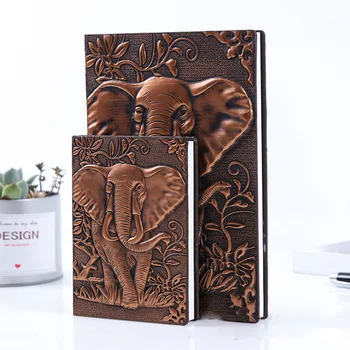A5 / A6 Notebook Slon 3D Relief Slog PU Kritje Potnih Zvezek Retro Tiskanja Dekoracijo Dnevnik Lepe Knjige Festival Darilo