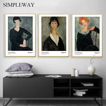Amedeo Modigliani Art Slika Abstraktnega Slikarstva Letnik Platno Plakat Wall Art Tisk Dekorativne Slike Sodobno Dekoracijo Doma