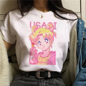 Anime Sailor Moon 2021 T-majice, Tiskanje Dame T-shirt Dame Priložnostne Osnovno O Vratu Bela Trdna Majica Kratek Rokav Tee Ženske