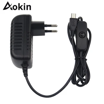 Aokin 5V 3A Za Raspberry Pi 3 B+ Adapter za Napajanje Micro USB AC Adapter z Vklop/izklop Preklopnik med EU in ZDA UK AU Plug
