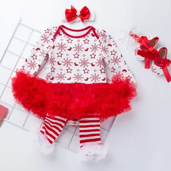 Baby božič obleke malčke dekliška oblačila Otroška oblačila, nastavite obleko s čevlji in accressries bo ustrezala Bombaž obleko določa 0-18 M
