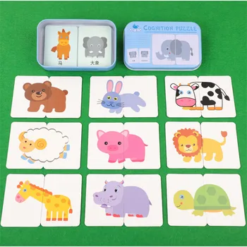 Baby Spoznavanja Kartico Usposabljanje Puzzle Igrača Prometa Živali Sadje Nastavite Likalnik Polje Kartice Ujemanje Igra Dojenčka Izobraževalne Par Puzzle Igrača