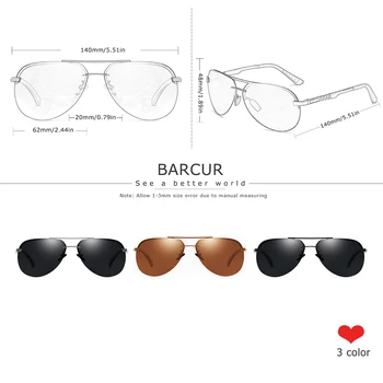 BARCUR Pilotni Polarizirana sončna očala Moških Vožnjo sončna Očala blagovne Znamke Oblikovalec Športnih Očal
