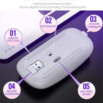 Brezžična Bluetooth Miška 5.0+3.0+2.4 G 3 Načini Računalnik Tiho Polnjenje Gaming Miška Z USB Optični Miške Za Prenosni RAČUNALNIK