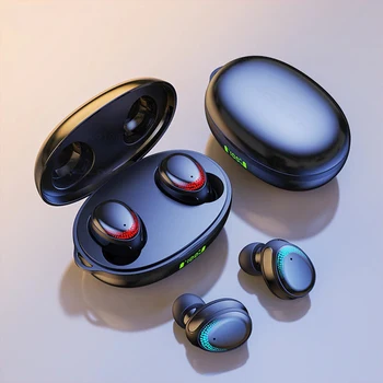 Brezžična tehnologija Bluetooth 5.0 Slušalke LED Zaslon Bluetooth Slušalke Stereo Touch kontrole Šport v uho Čepkov Mikrofon Slušalke