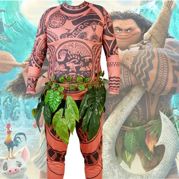 Celoten Sklop Film Moana Princesa Maui Cosplay Kostum Otroci Princesa vaiana Maui Kostum za Otroke, Odrasle, Moške, Ženske,Brezplačna Dostava