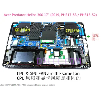 DC28000QEF0 ZA Acer Predator Helios 300 PH317-53 / PH315-52 (2019) CPU VENTILATOR za HLAJENJE