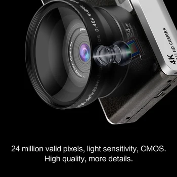 Digitalni Fotoaparat Doma, 24 Milijonov Pik, širokokotni HD IPS 4.0 palčni Zaslon na Dotik DSLR več jezikih Fotoaparat
