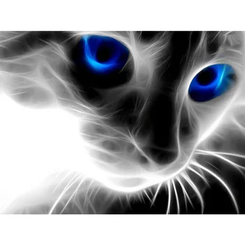 DIY 5D Diamond Slikarstvo Modre Oči Majhno Črno Mačko, Navzkrižno Šiv Karo Vzorci za Vezenje Okrasnih Diamond Mozaik 30x40cm