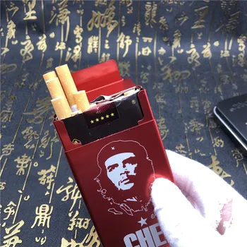 DIY Che Cigaret Primeru Lasersko Vgraviranim Metal Škatle Cigaret Moški Žep Kajenje Samodejno Polja Rdeče Črno Zlato Modra