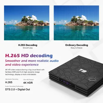 DQiDianZ T9 Android 9.0 Smart TV BOX 4GB 32GB WIFI 2.4 G Quad Core Set Top Box RK3318 Multimedijski Predvajalnik GLAS DALJAVO