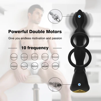 Dvojno Motorji z Brezžičnim Daljinskim Analni Čep, Vibrator Za Moške Prostate Massager Vzorci Rit Silikonski Sex Igrače za Odrasle Gej