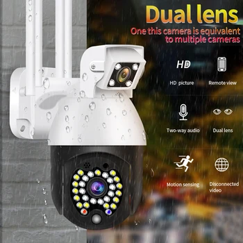 Dvojno Objektiv 1080P WiFi PTZ IP Kamero EU in ZDA UK AU 2MP CCTV Home Security 29Pcs Lučka LED IR Nočno gledanje na Prostem Kamere Varnost
