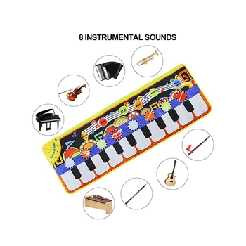 Elektronska Glasba za Klavir Mat Multi-funkcijo, 8 Instrumenti Način Glasbo Preprogo Izobraževalne Igrače Otrok Otrok