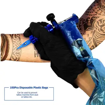 EMALLA 100 KOZARCEV Plastičnih Modra Tatoo Posnetek Kabel Rokavi Zajema Vrečke Za Tatoo Napajalni Kabel Posnetek Tattoo Oprema Tatoo Dobav