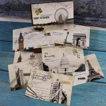 Evropa Kartice Razglednice Parizu, Londonu Papir, Kartice Rojstnodnevno voščilnico 18pcs/paket 9 Vzorcev mix