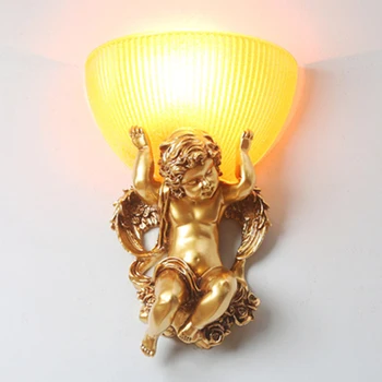 Evropski zlato angel umetnosti smolo Stenske svetilke led svetilke Dnevna soba dekoracijo E27 led lustre razsvetljavo stenske luči