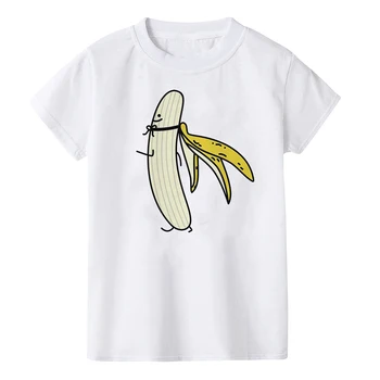 Fant je Banana Disrobe Smešno Design Tisk T-shirt Poletje Humor Šala Hipster T-Shirt Bela Priložnostne Majice Obleke Ulične
