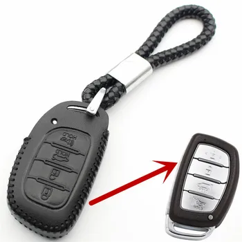 FLYBETTER Pravega Usnja 4Button Vstop brez ključa Pametni Ključ Primeru Kritje Za Hyundai IX25/IX35/Elantra/Sonata/I40 L109