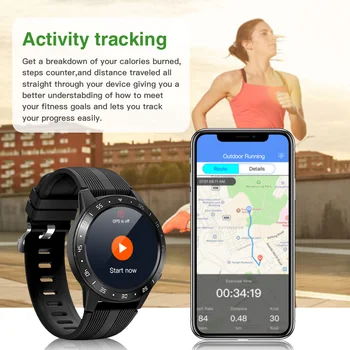 GPS Smartwatch Z Barometer Višinomer, Kompas na prostem Šport pametno gledati Srčnega utripa, števec korakov SIM klic gps tracker moški