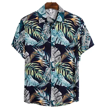 Havajske Srajce 2020 Poletje, Mens Kratek Rokav Priložnostne Majice Gumb Navzdol Cvetlični Potiskanih Majic Počitnice Na Plaži Moških Prosti Čas Vrhovi