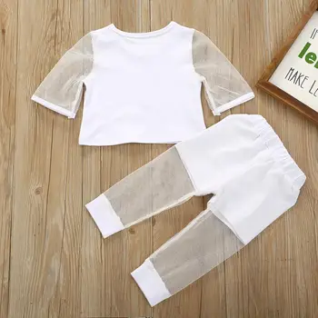 Humor Medved Baby Dekleta Poletje Oblačila Moda Očesa Preplete Dolgimi Rokavi+ Dolge Hlače Obleko Anti-komar otroška Oblačila Obleko