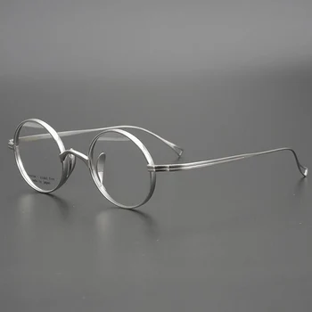 Japonski Ročno John Lennon Majhne Okrogle Čistega Titana Očal Okvir Moških Retro Očala Za Kratkovidnost Branje Očala Oculos De Grau