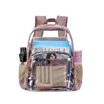 Jasno nahrbtnik za ženske šolske torbe najstnice plaža počitnice nepremočljiva 15-palčni prenosnik pregleden nahrbtnik velika zmogljivost