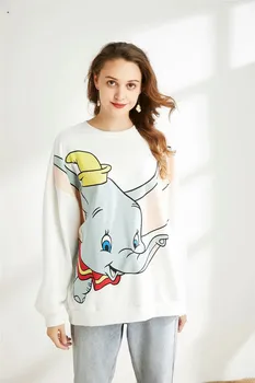 Je Dumbo print Majica ženske Hooded majica Novo Ohlapno Vrhovi ženske jopice harajuku ohlapna oblačila prevelik hoodies