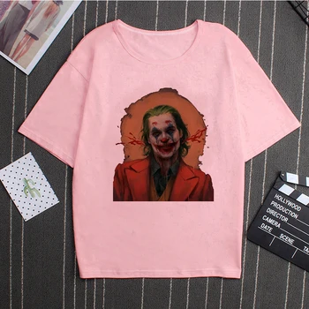 Joker 2019 Joaquin Phoenix Smešno T-shirt Moški In Ženske Poletje Novo Roza Priložnostne Dame TShirt Nevtralno Ulične T-shirt