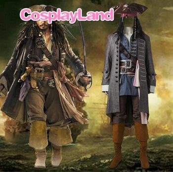 Kapitan Jack Sparrow Kostum Pirati s Karibov Cosplay Mrtve ljudi, Povej No Zgodbe Salazar Maščevanje Obleko za noč Čarovnic Odraslih Moških