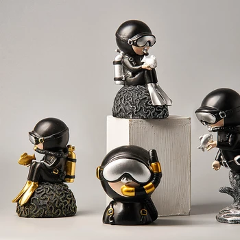 Korejski Ustvarjalne Črno smolo potapljač Figurice Obrti Dekorativne Okraske Domači Dnevni Sobi namizno Dekoracijo Dodatki darilo za mizo