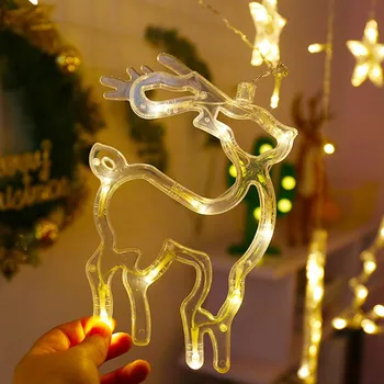 LED Elk Božično Drevo Slogu Pravljice Luči Božič Zavese Luči Strune na Prostem Notranjosti Spalnica, Dnevna Soba Zavese Dekor