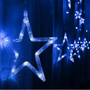 LED Niz Luči Pentagram Star Zavesa Svetlobe Pravljično Poroko, Rojstni dan, Božič, Razsvetljava Okrasni Svetlobe 220V IP44