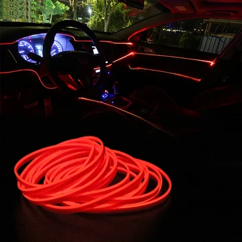 LEEPEE 5 Metrov Avto Notranje luči DIY Auto LED Trak EL Žičnih Vrvi Auto Vzdušje Dekorativne Svetilke Prilagodljiv Neon Luči