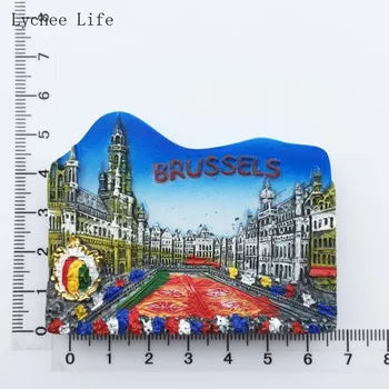 Liči Življenje Belgija Bruselj Točke Turizem, Potovanja, trgovina s Spominki, 3D Smolo Hladilnik Magnet Doma Dekor