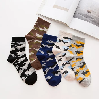LJIQQ 5 parov moških osebnost posadke nogavice nov modni prikrivanje vzorci priložnostne nogavice pomlad poletje jesen bombažne nogavice